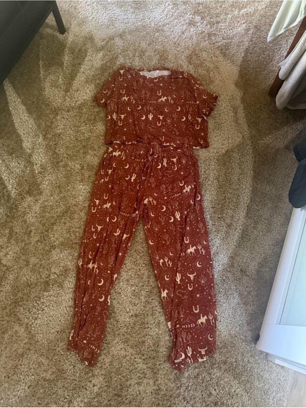 Rust Red western Printed Women’s pajama set